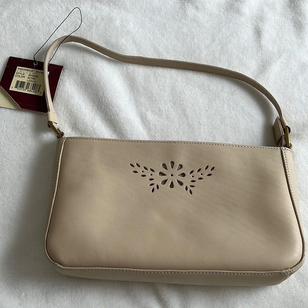 Etienne Aigner beige shoulder baguette style bag